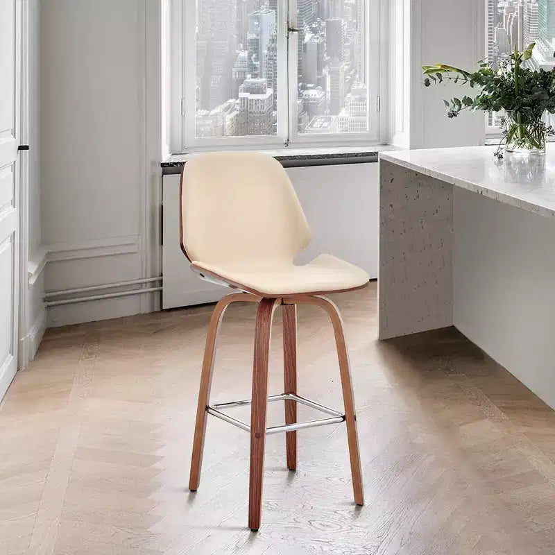 26 Arabela Sgabello da Bar Altezza Bancone con Sedile in Pelle - Armen Living