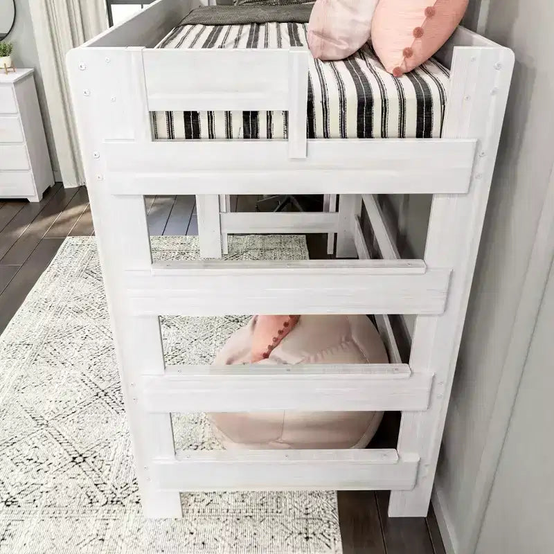 Max & Lily Letto a soppalco in legno massello con scrivania, Letto a soppalco alto singolo moderno stile rustico per bambini