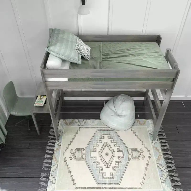 Max & Lily Letto a soppalco in legno massello con scrivania, Letto a soppalco alto singolo moderno stile rustico per bambini