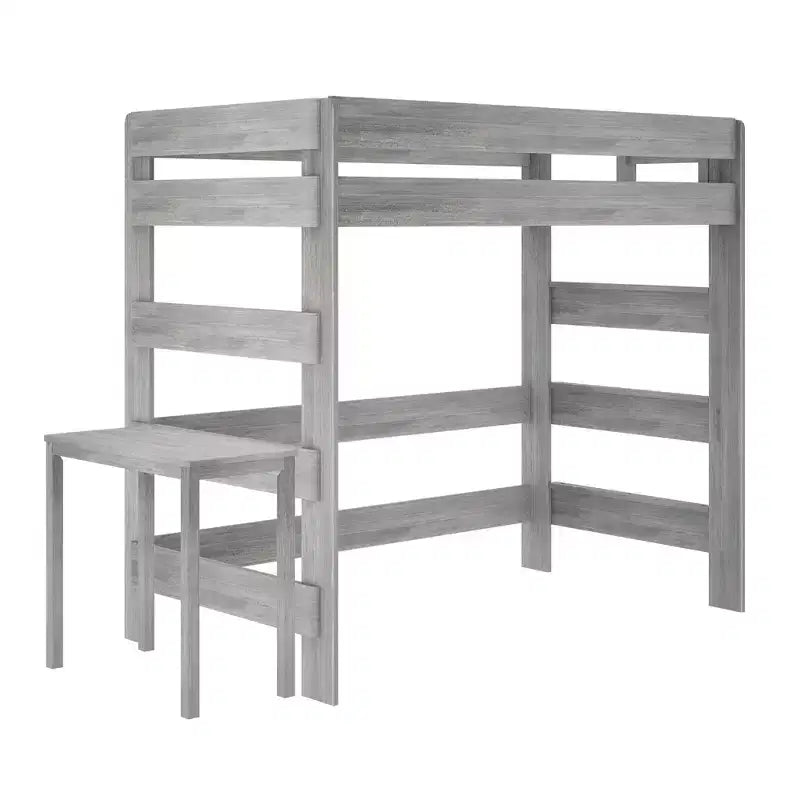 Max & Lily Letto a soppalco in legno massello con scrivania, Letto a soppalco alto singolo moderno stile rustico per bambini