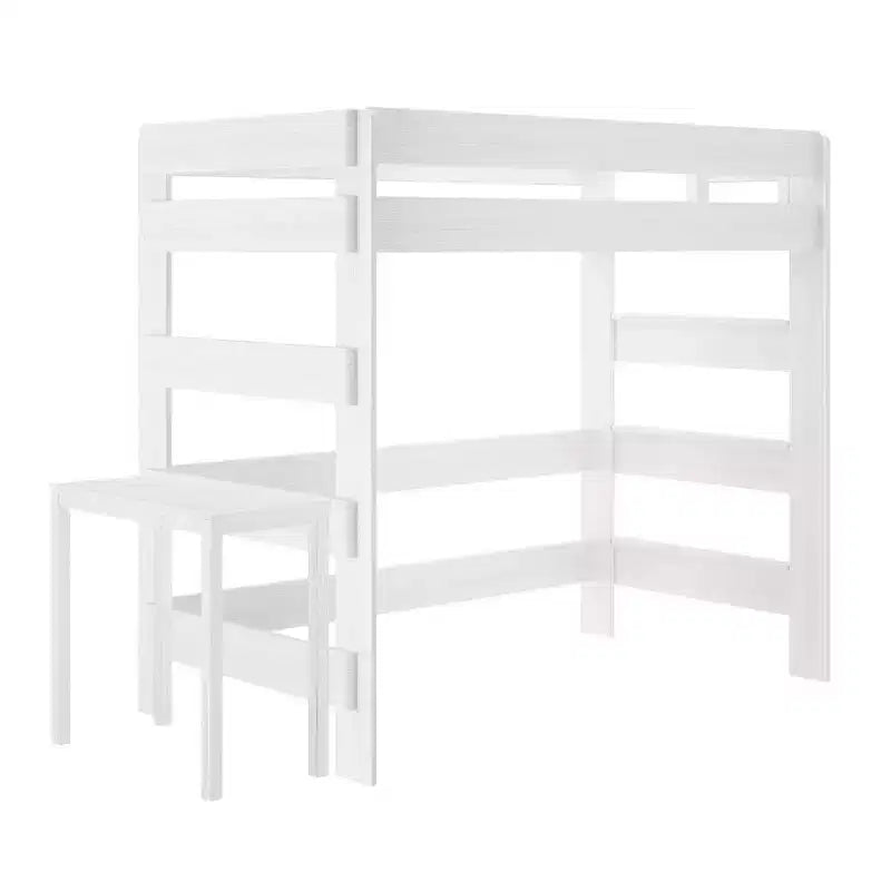 Max & Lily Letto a soppalco in legno massello con scrivania, Letto a soppalco alto singolo moderno stile rustico per bambini