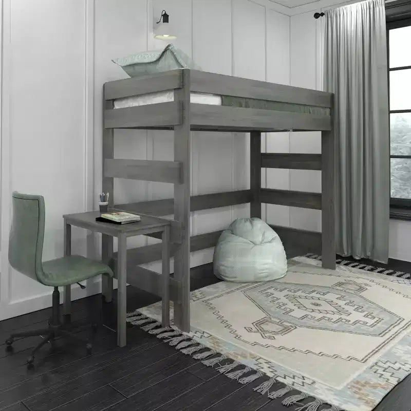 Max & Lily Letto a soppalco in legno massello con scrivania, Letto a soppalco alto singolo moderno stile rustico per bambini