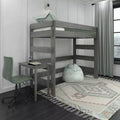 Max & Lily Letto a soppalco in legno massello con scrivania, Letto a soppalco alto singolo moderno stile rustico per bambini