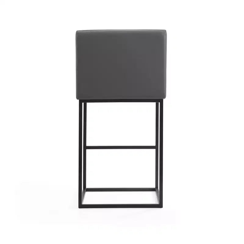 Sgabello da bar imbottito in ecopelle crema/grigio con braccioli, altezza fissa, 1 posto