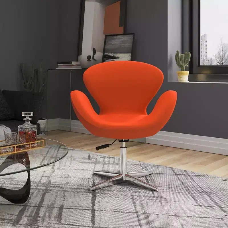 Sedia girevole regolabile in misto lana lampone - Manhattan Comfort