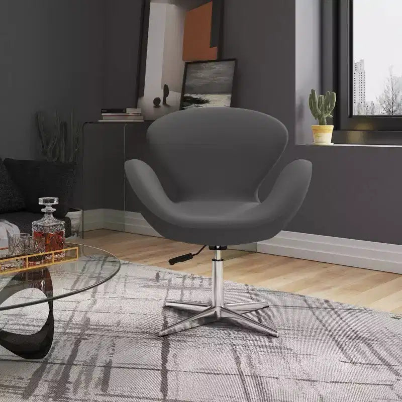 Sedia girevole regolabile in misto lana lampone - Manhattan Comfort