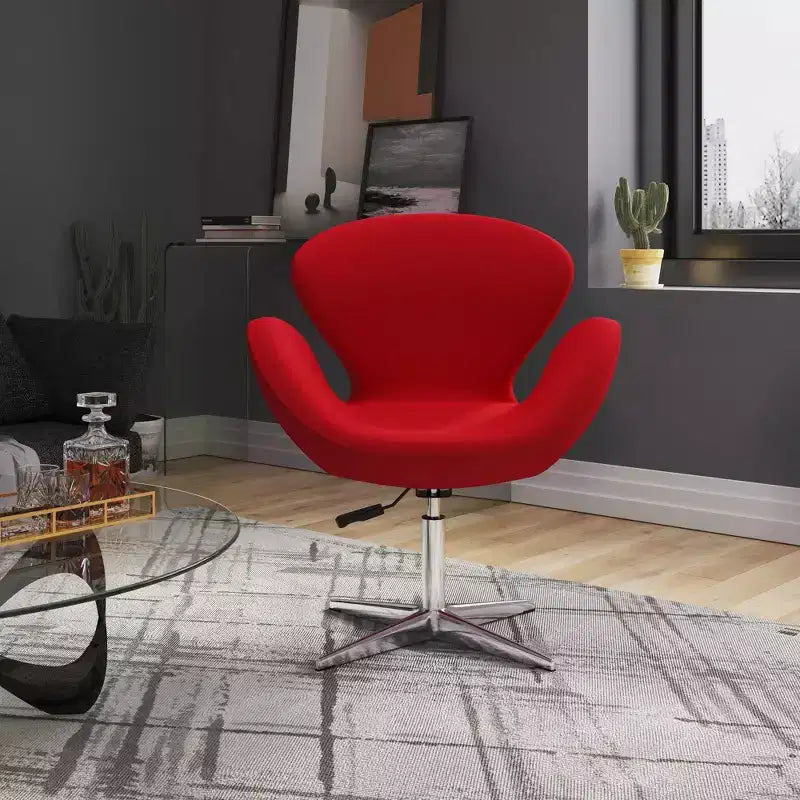 Sedia girevole regolabile in misto lana lampone - Manhattan Comfort