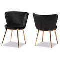 2pc Farah Velvet Fabric Upholstered Metal Dining Chair Set - Baxton Studio