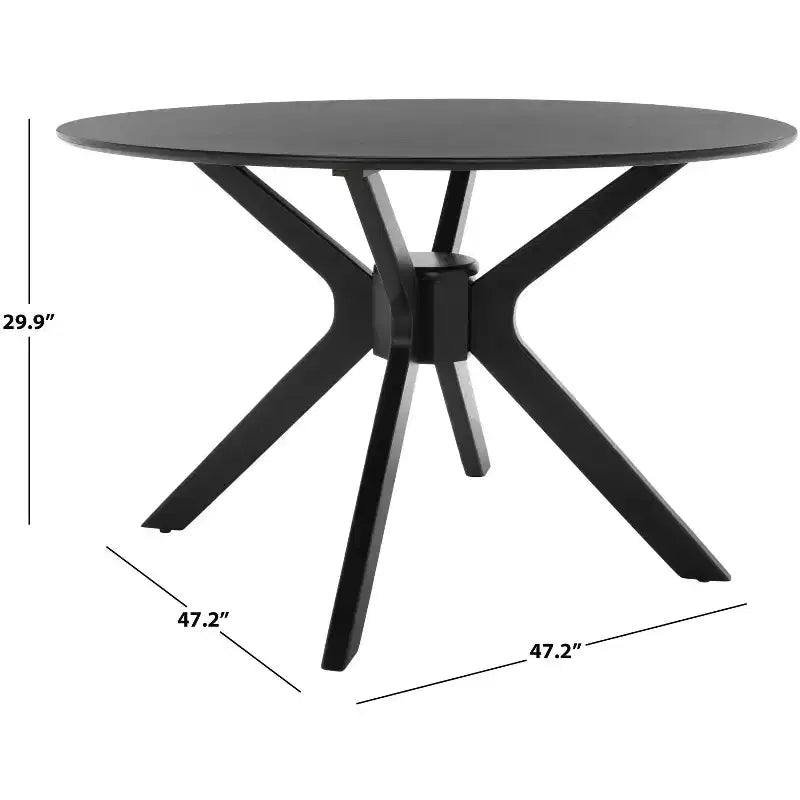 Tavolo da pranzo rotondo grigio scuro/nero e nero opaco, 4 posti