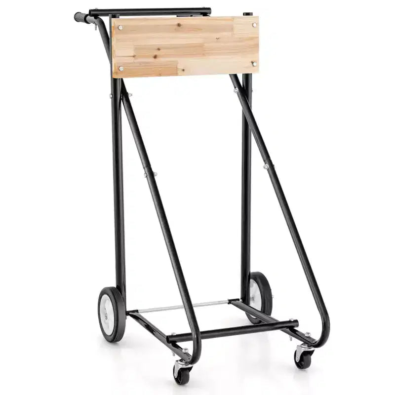 Carrello per motore fuoribordo nero, monoposto, 4 ruote
