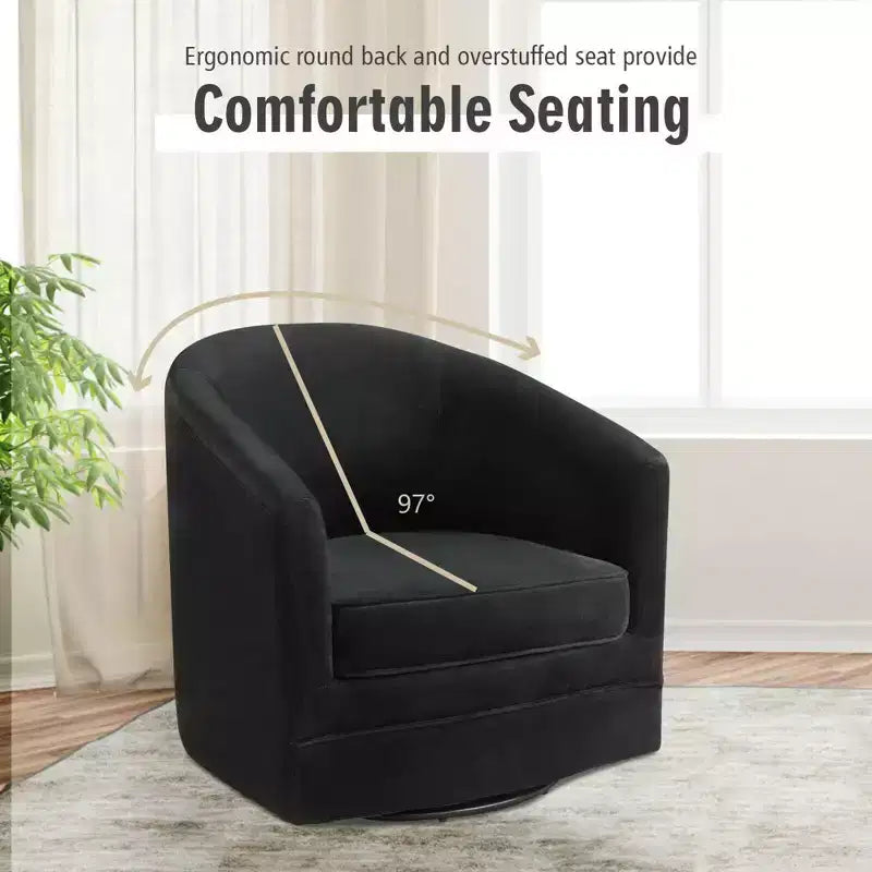 Poltrona girevole moderna Costway, poltrona in velluto con base in metallo
