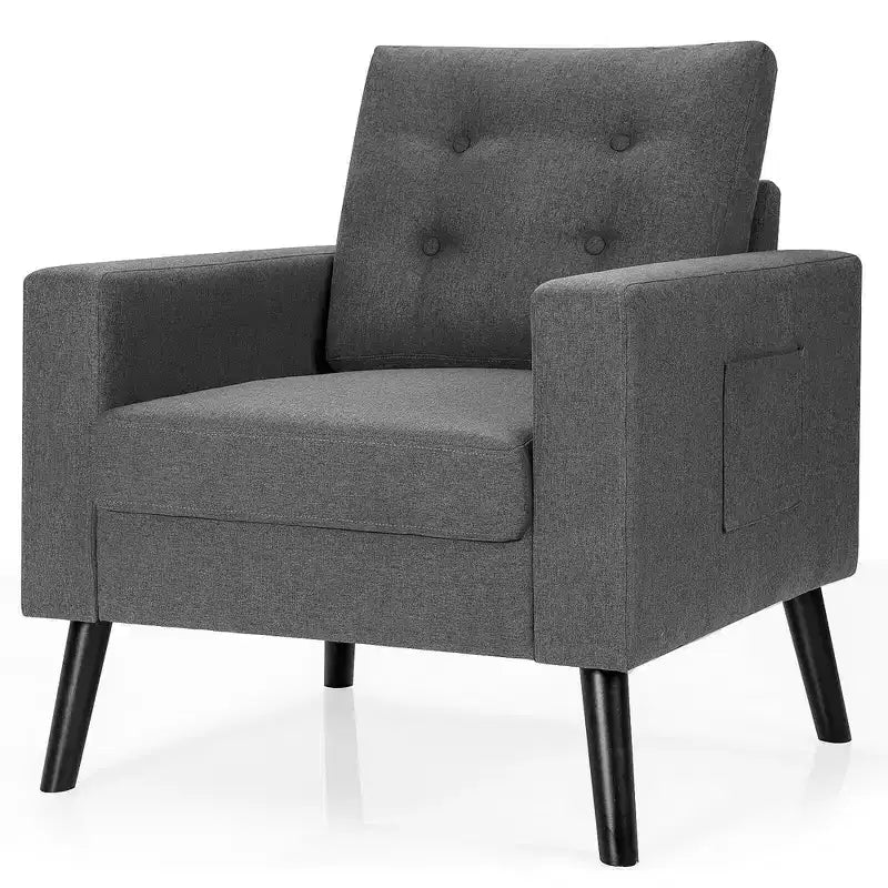 Set di 2 Poltrone Accent Imbottite Singole con Braccioli e Gambe in Legno Costway