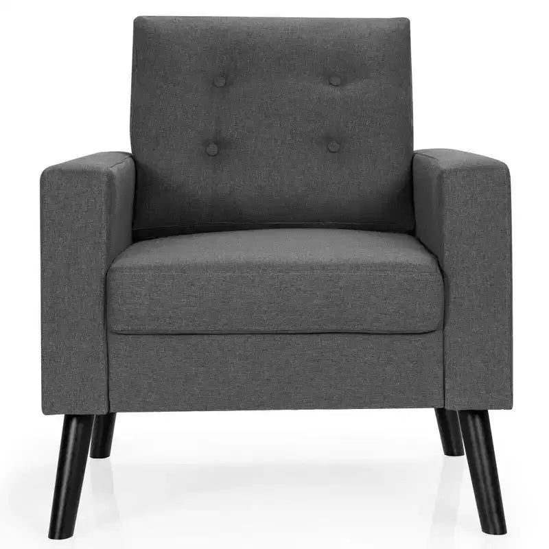 Set di 2 Poltrone Accent Imbottite Singole con Braccioli e Gambe in Legno Costway