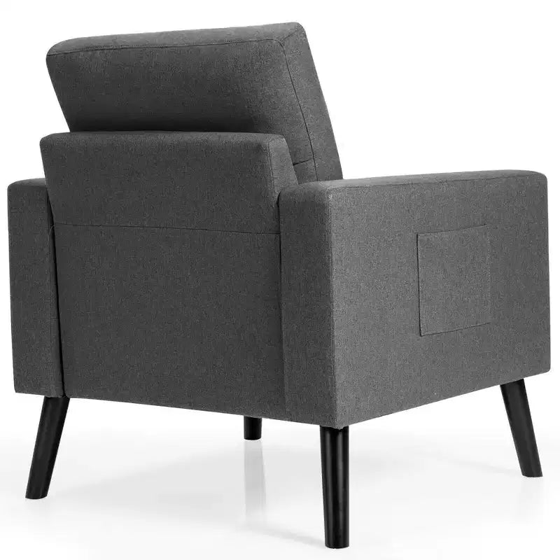 Set di 2 Poltrone Accent Imbottite Singole con Braccioli e Gambe in Legno Costway