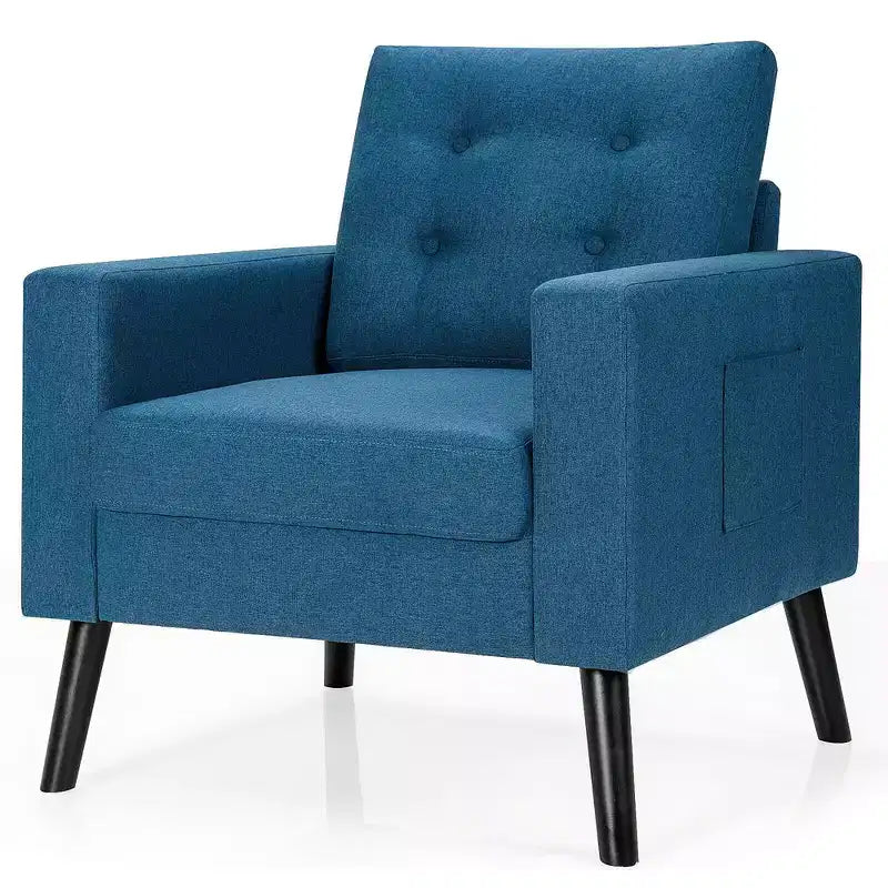 Set di 2 Poltrone Accent Imbottite Singole con Braccioli e Gambe in Legno Costway