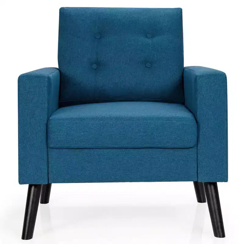 Set di 2 Poltrone Accent Imbottite Singole con Braccioli e Gambe in Legno Costway