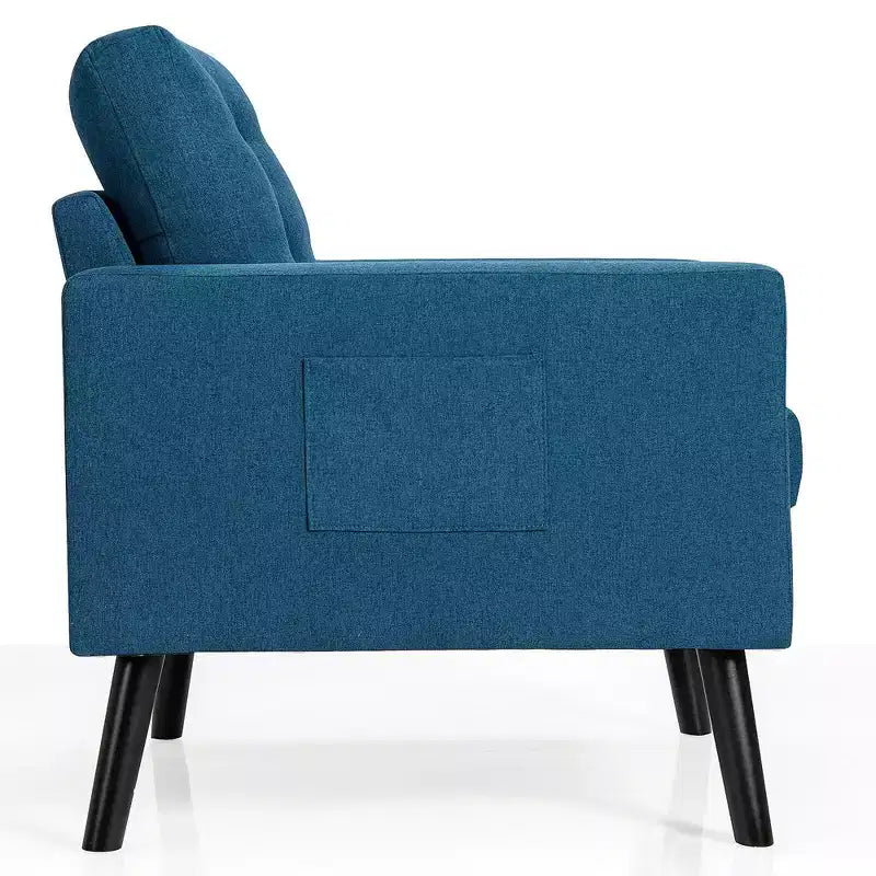 Set di 2 Poltrone Accent Imbottite Singole con Braccioli e Gambe in Legno Costway