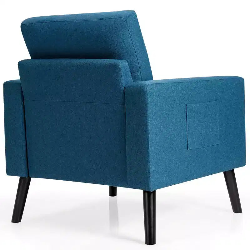 Set di 2 Poltrone Accent Imbottite Singole con Braccioli e Gambe in Legno Costway