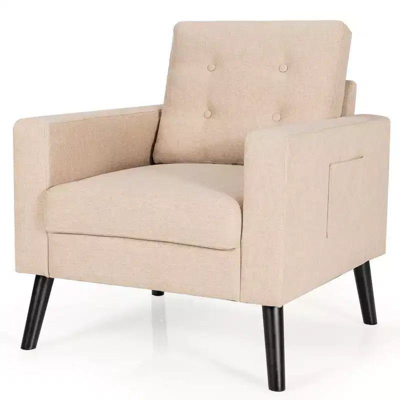 Set di 2 Poltrone Accent Imbottite Singole con Braccioli e Gambe in Legno Costway
