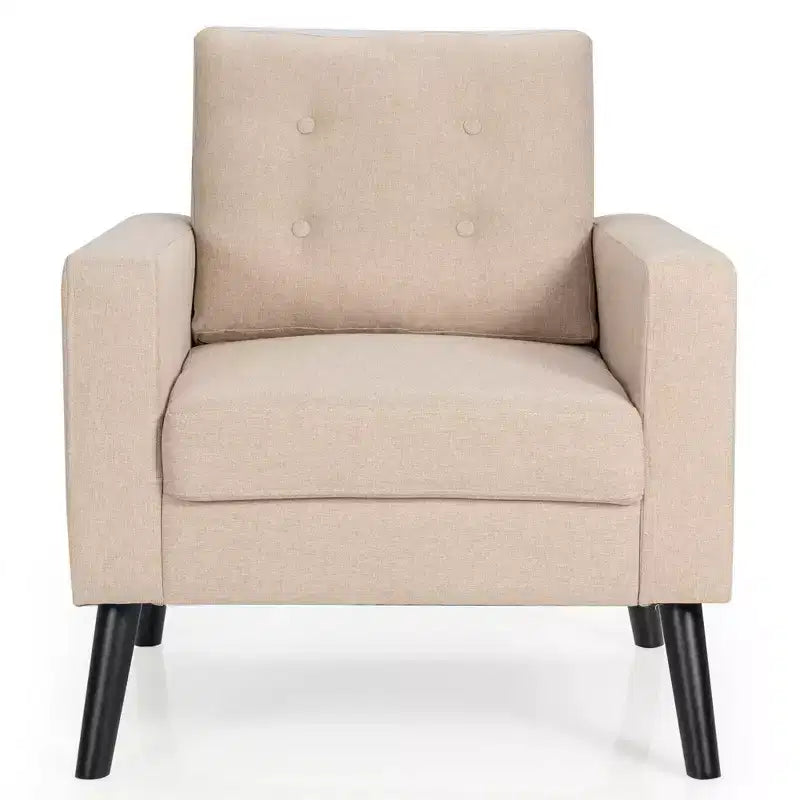 Set di 2 Poltrone Accent Imbottite Singole con Braccioli e Gambe in Legno Costway