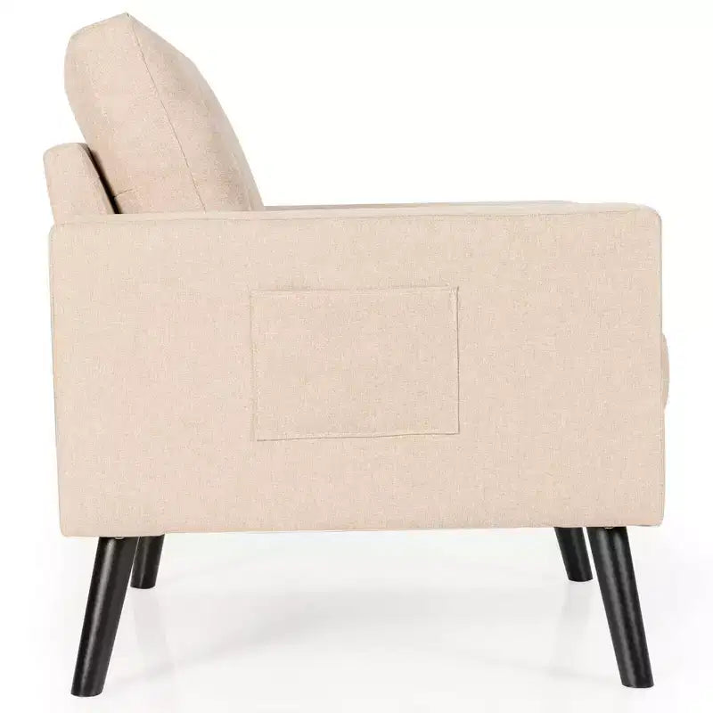Set di 2 Poltrone Accent Imbottite Singole con Braccioli e Gambe in Legno Costway