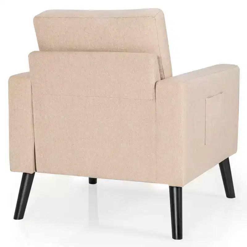 Set di 2 Poltrone Accent Imbottite Singole con Braccioli e Gambe in Legno Costway
