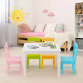 Set tavolo e sedie in legno per bambini per 4, bianco e multicolore (2–6 anni)