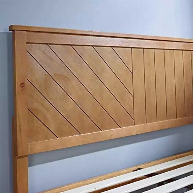 MUSEHOMEINC Letto a Piattaforma Rustico in Pino Massiccio con Testiera Design a 2 Vie, King