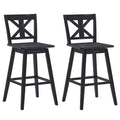 Costway Set of 2 Bar Stools Swivel Pub Height Chairs w/ Rubber Wood Legs White\Black