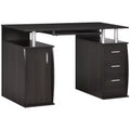 HOMCOM 47 Computer Desk with Keyboard Tray and Storage Drawers, Home Office Workstation Table with Storage Shelves