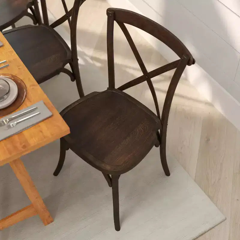 Sedia da pranzo bistrot impilabile con schienale a croce in legno Davisburg Merrick Lane