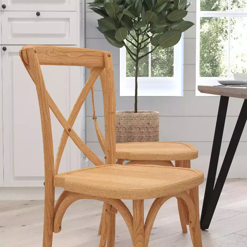 Sedia da pranzo bistrot impilabile con schienale a croce in legno Davisburg Merrick Lane