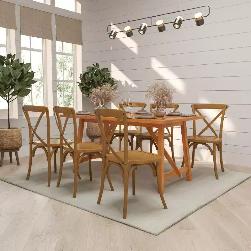Sedia da pranzo bistrot impilabile con schienale a croce in legno Davisburg Merrick Lane