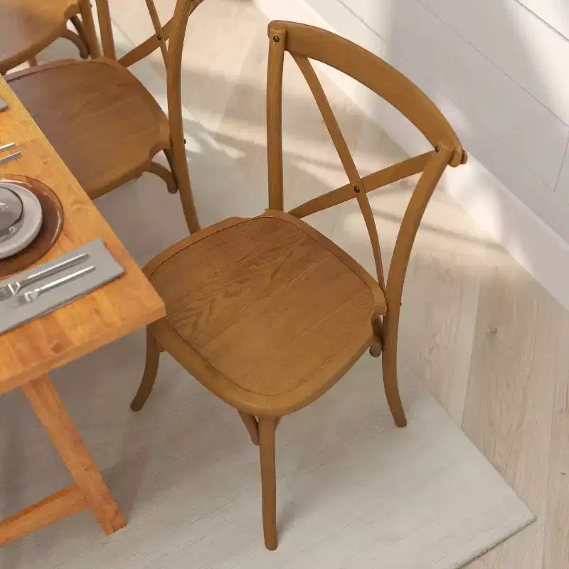 Sedia da pranzo bistrot impilabile con schienale a croce in legno Davisburg Merrick Lane