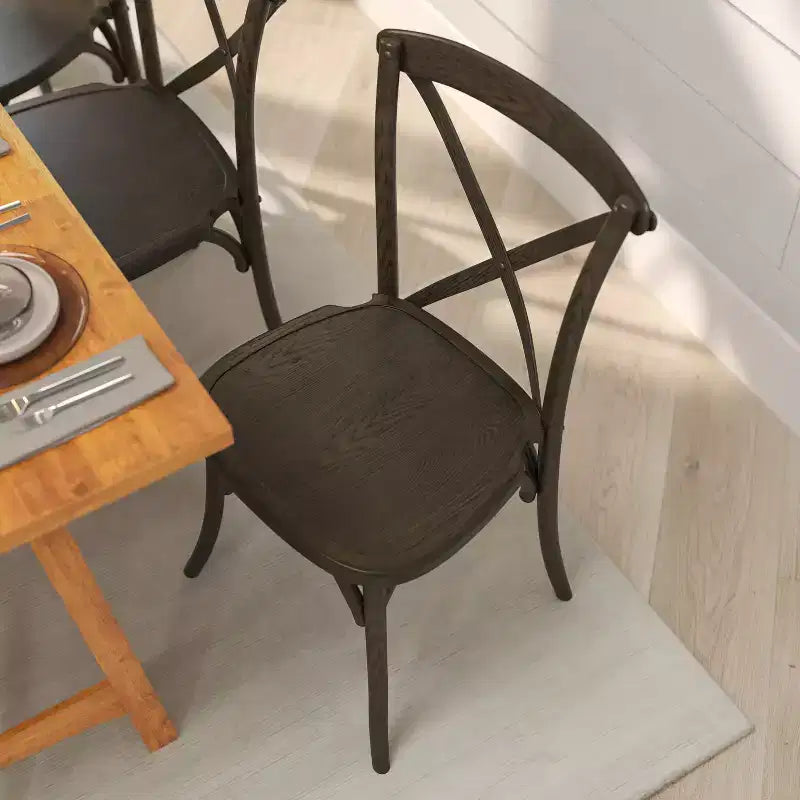 Sedia da pranzo bistrot impilabile con schienale a croce in legno Davisburg Merrick Lane