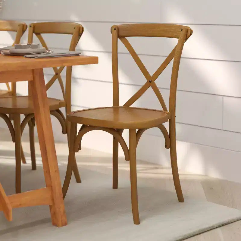 Sedia da pranzo bistrot impilabile con schienale a croce in legno Davisburg Merrick Lane