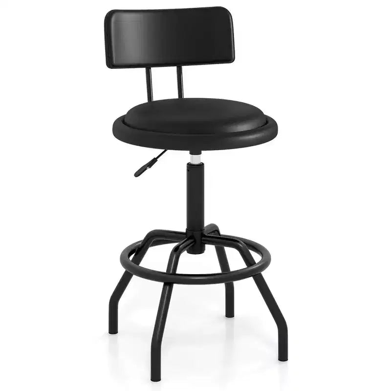 Sgabello da Bar Costway Girevole a 360° ad Altezza Bancone con Sedile Imbottito, Schienale e Poggiapiedi con Telaio in Metallo