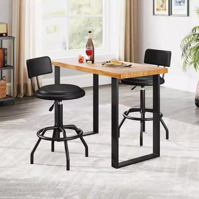Sgabello da Bar Costway Girevole a 360° ad Altezza Bancone con Sedile Imbottito, Schienale e Poggiapiedi con Telaio in Metallo