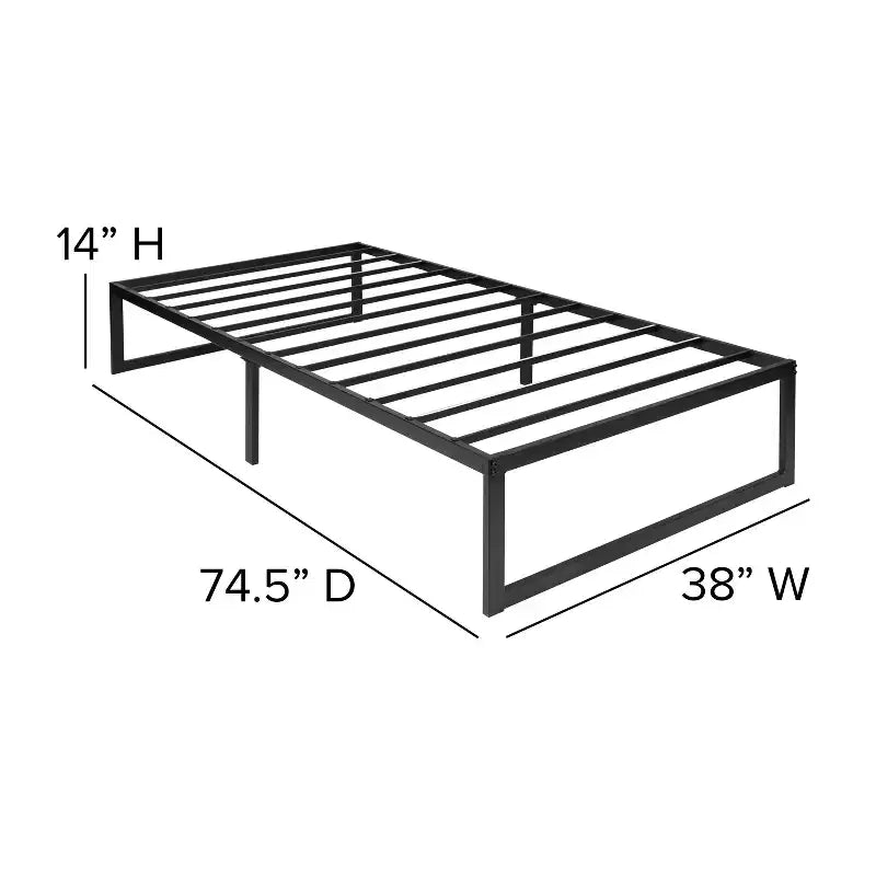 Flash Furniture Telaio Letto a Piattaforma in Metallo da 14 Pollici con Materasso a Molle Insacchettate da 10 Pollici in Scatola e Topper in Memory Foam Gel Refrigerante da 2 Pollici