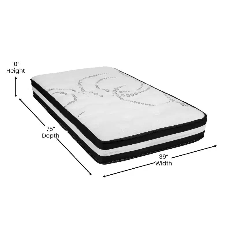 Flash Furniture Telaio Letto a Piattaforma in Metallo da 14 Pollici con Materasso a Molle Insacchettate da 10 Pollici in Scatola e Topper in Memory Foam Gel Refrigerante da 2 Pollici