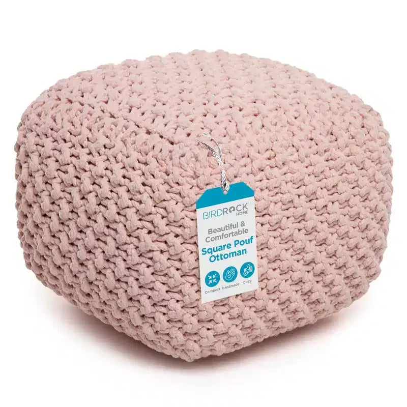 BirdRock Home Square Pouf Foot Stool Ottoman - Dusty Rose