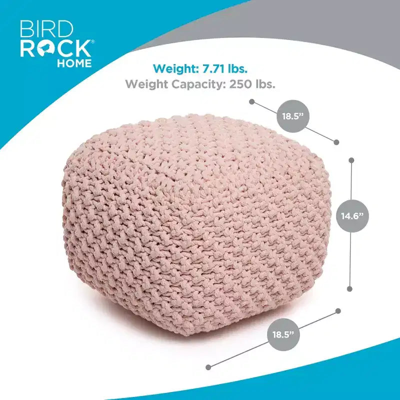 BirdRock Home Pouf Quadrato Poggiapiedi Ottomano - Rosa Antico