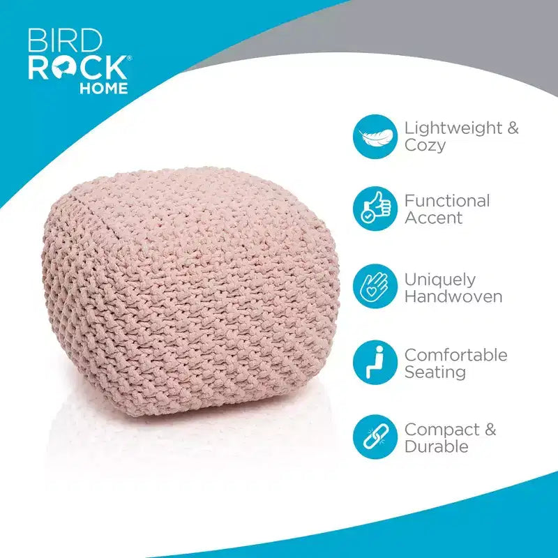 BirdRock Home Pouf Quadrato Poggiapiedi Ottomano - Rosa Antico