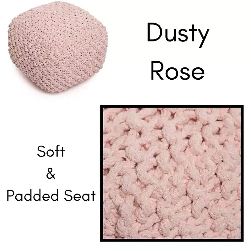 BirdRock Home Pouf Quadrato Poggiapiedi Ottomano - Rosa Antico