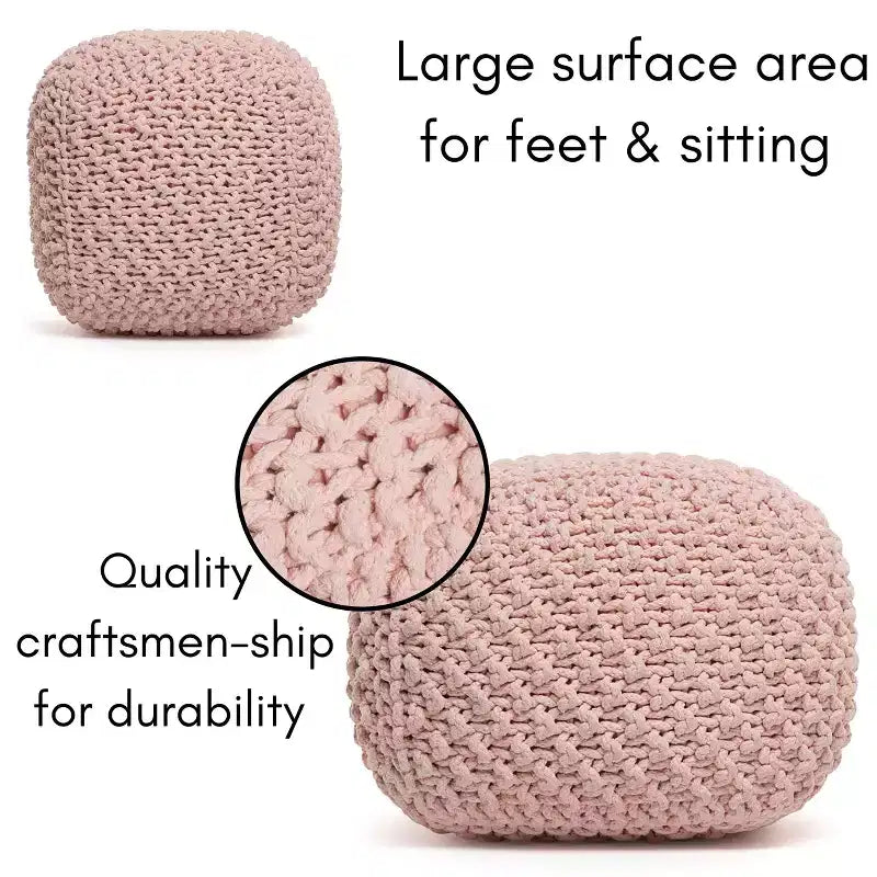 BirdRock Home Pouf Quadrato Poggiapiedi Ottomano - Rosa Antico