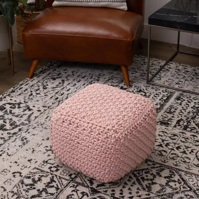 BirdRock Home Pouf Quadrato Poggiapiedi Ottomano - Rosa Antico