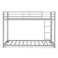 Costway Twin Bunk Bed Twin Over Frame Platform W/ Guard Rails & Side Ladder Silver