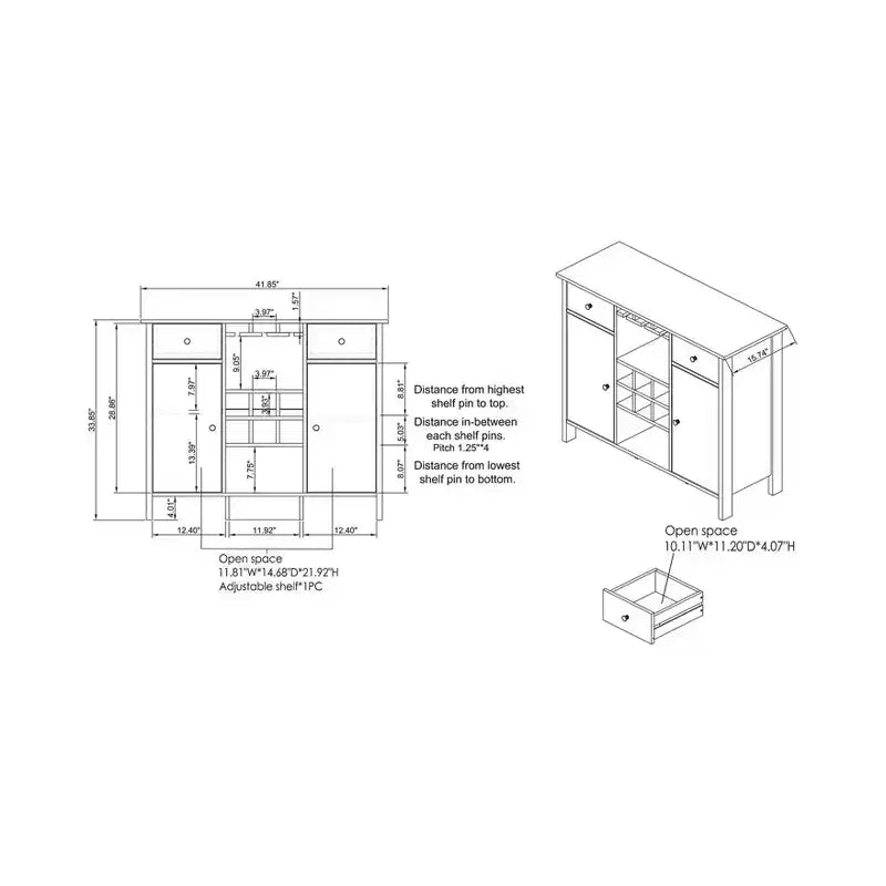 24/7 Shop At Home Credenza Multi Contenitore Ridsley