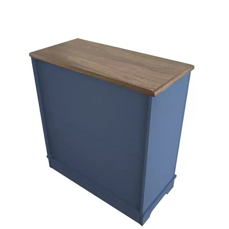 Madia/credenza con ante in vetro, 2 ante, finitura verde/blu scuro, montaggio a 1 persona