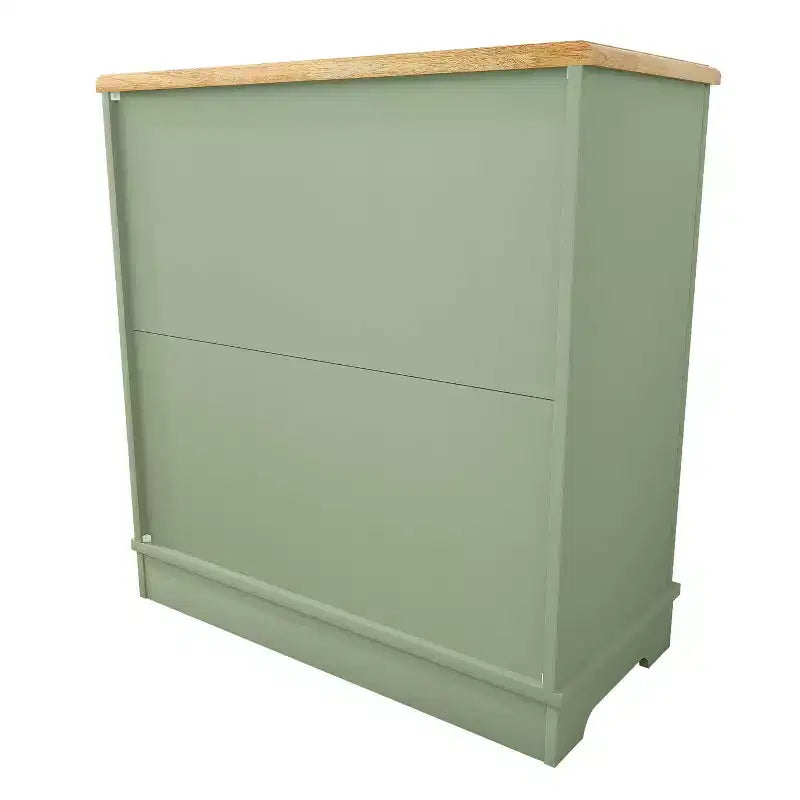 Madia/credenza con ante in vetro, 2 ante, finitura verde/blu scuro, montaggio a 1 persona